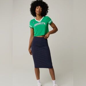 Aerie Offline The Hugger Navy Midi Skirt Size Small (best for a 4 / 6)